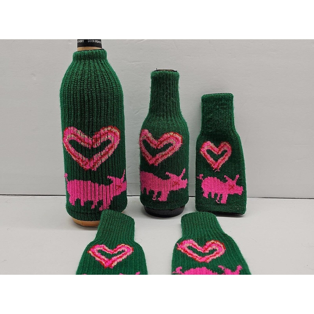 Freaker Bottle Can Insulator Koozie pink pig Beverage Knit Sweater Lot